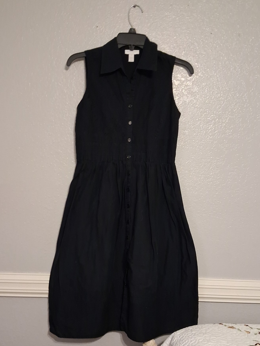 Charter Club Sleeveless Black Button-Front Midi Dress